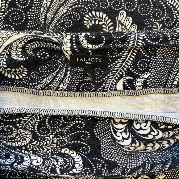 Talbots Black and White A-Line Paisley Skirt Medium Petite - Picture 2 of 5